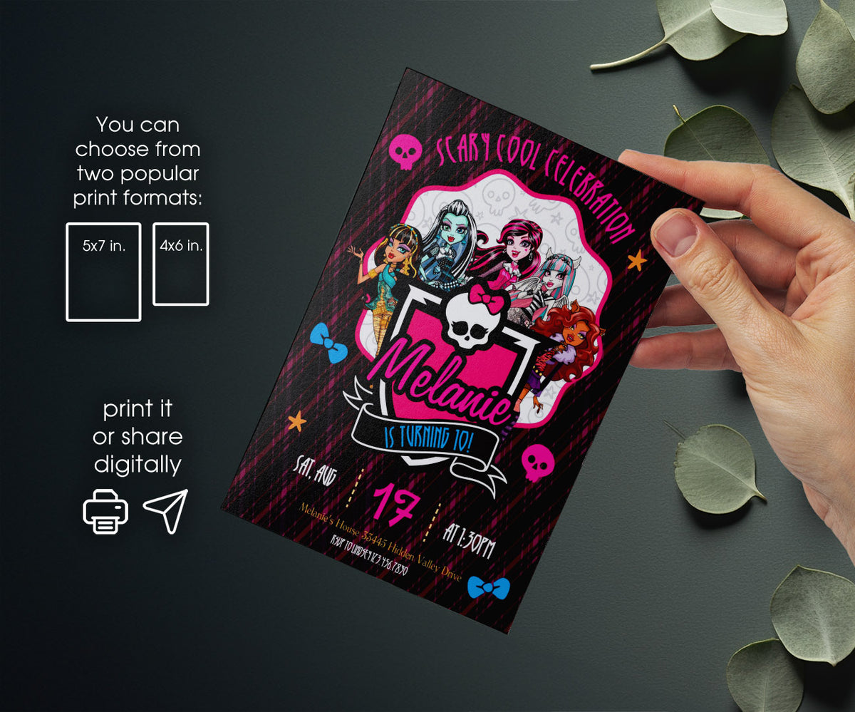Monster High customizable invitation template | Share or Print | girl | UI954