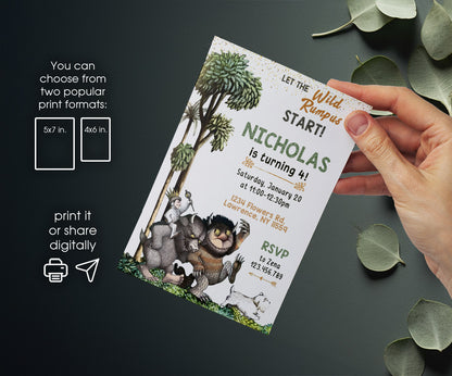 Where The Wild Things Are Maurice Sendak customizable invitation template | Share or Print | AX647