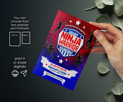 American Ninja Warrior customizable invitation template | Share or Print | ET689