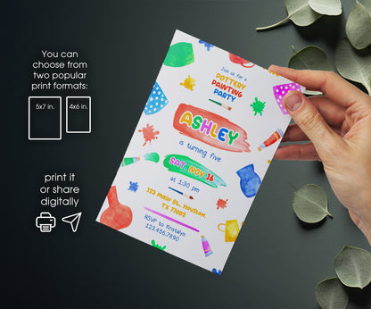 Art Pottery customizable invitation template | Share or Print | girl | JE915