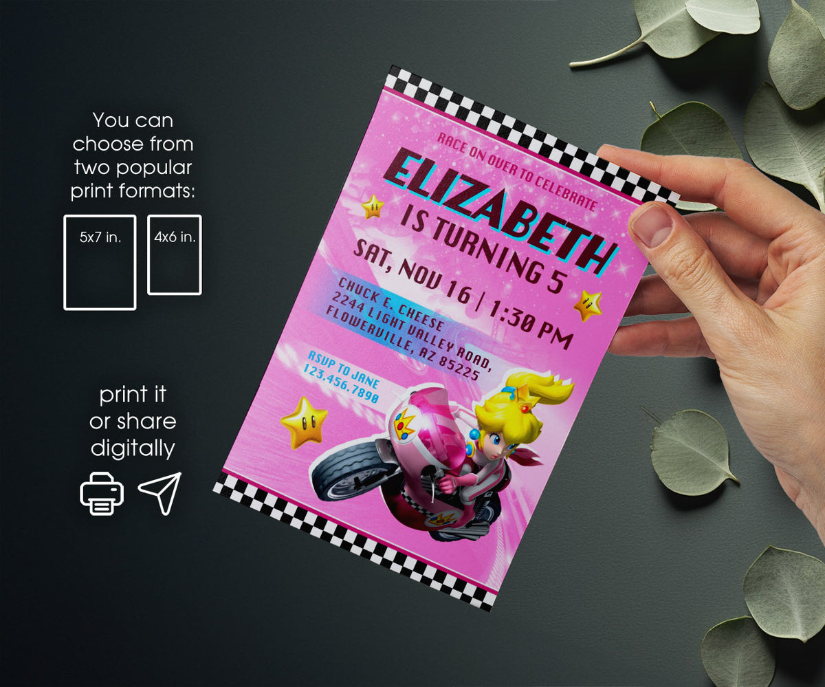 Mario Kart Gamer customizable invitation template | Share or Print | boy | BW981