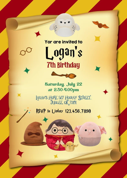 Squishmallows Harry Potter customizable invitation template | Share or Print | RO324