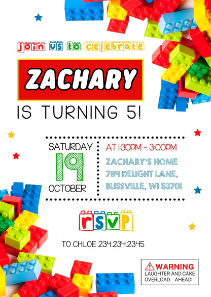 Lego customizable invitation template | Share or Print | AA433