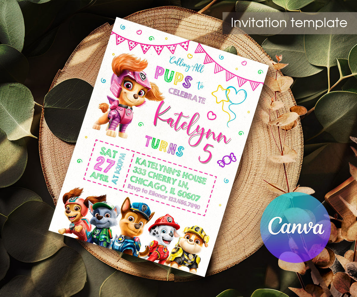PAW Patrol customizable invitation template | Share or Print | EV231