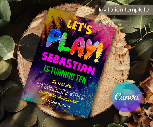 Play Party Gamer customizable invitation template | Share or Print | YC918