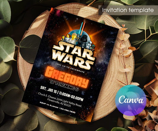 Star Wars Darth Vader Lego Minifigures customizable invitation template | Share or Print | GT761