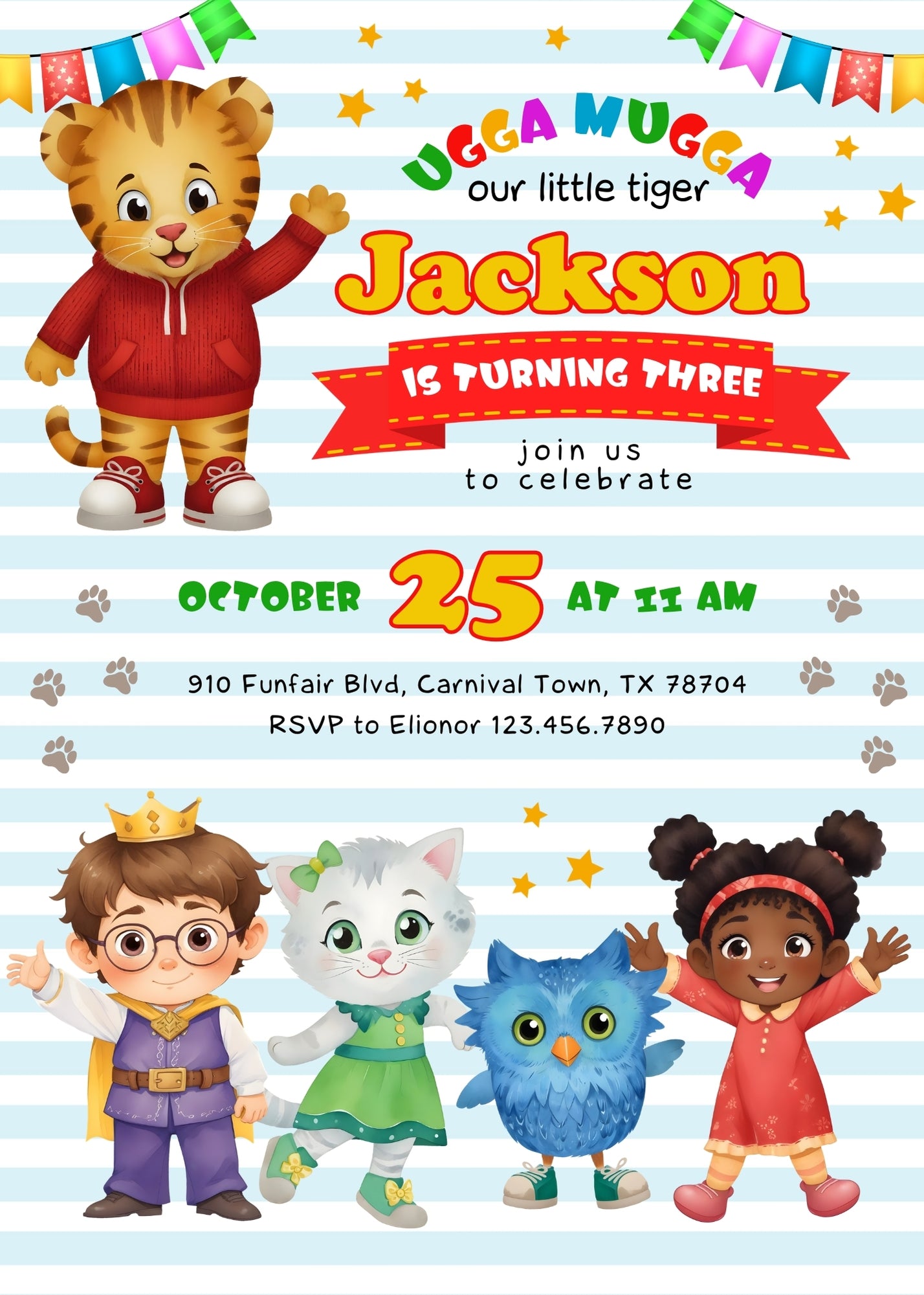 Daniel Tiger's Neighborhood customizable invitation template | Share or Print | GG063