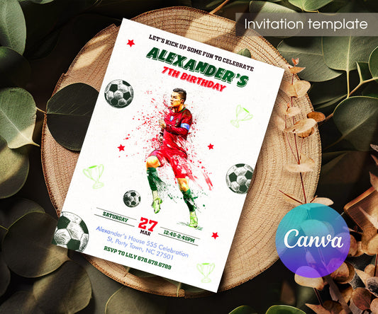 Ronaldo Fifa Soccer customizable invitation template | Share or Print | LK628