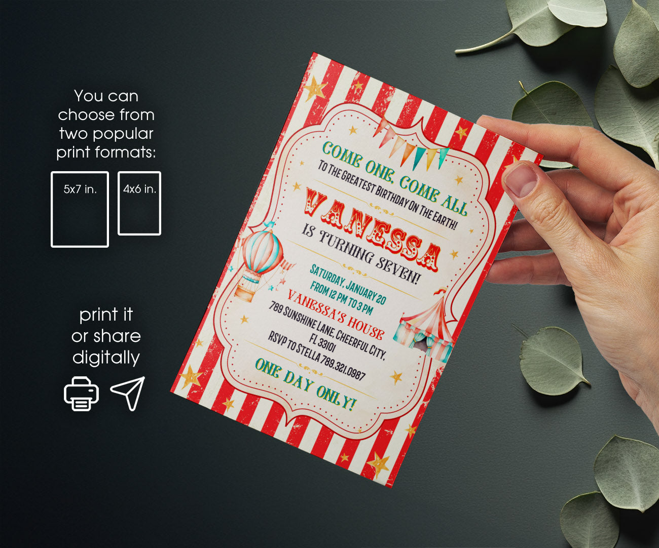 Circus Carnival customizable invitation template | Share or Print | HU930