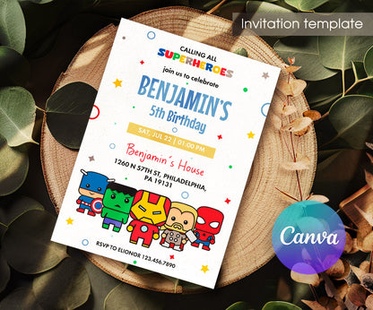 Avengers Marvel Superhero customizable invitation template | Share or Print | boy | LS455