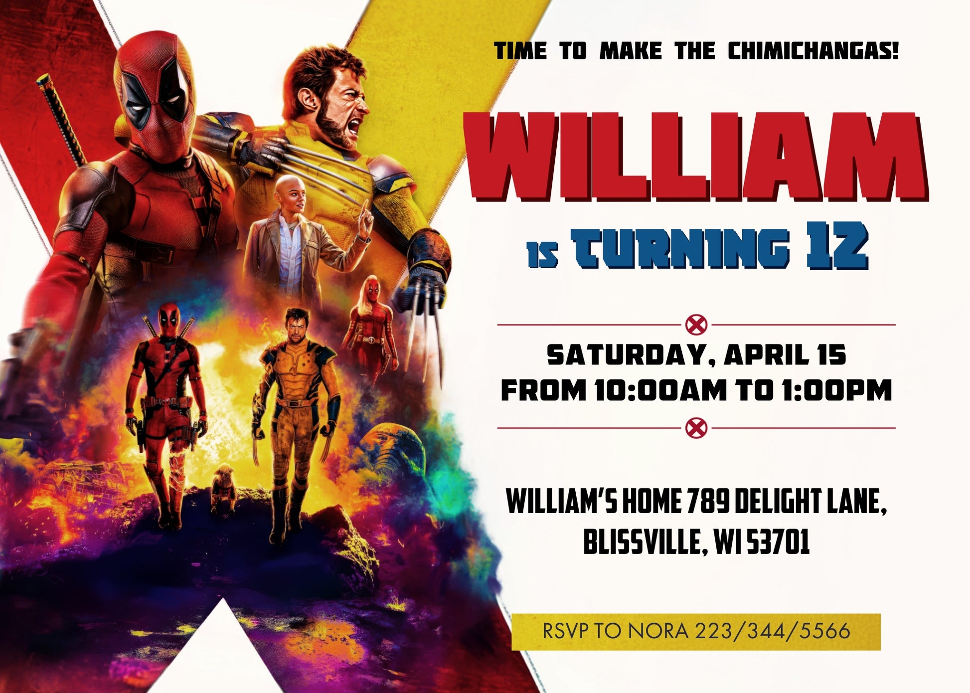 Deadpool Wolverine Marvel customizable invitation template | Share or Print | boy | TR082