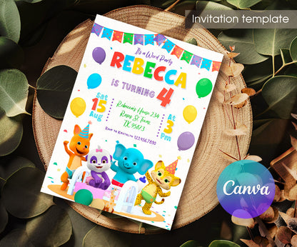Word Party customizable invitation template | Share or Print | FR725
