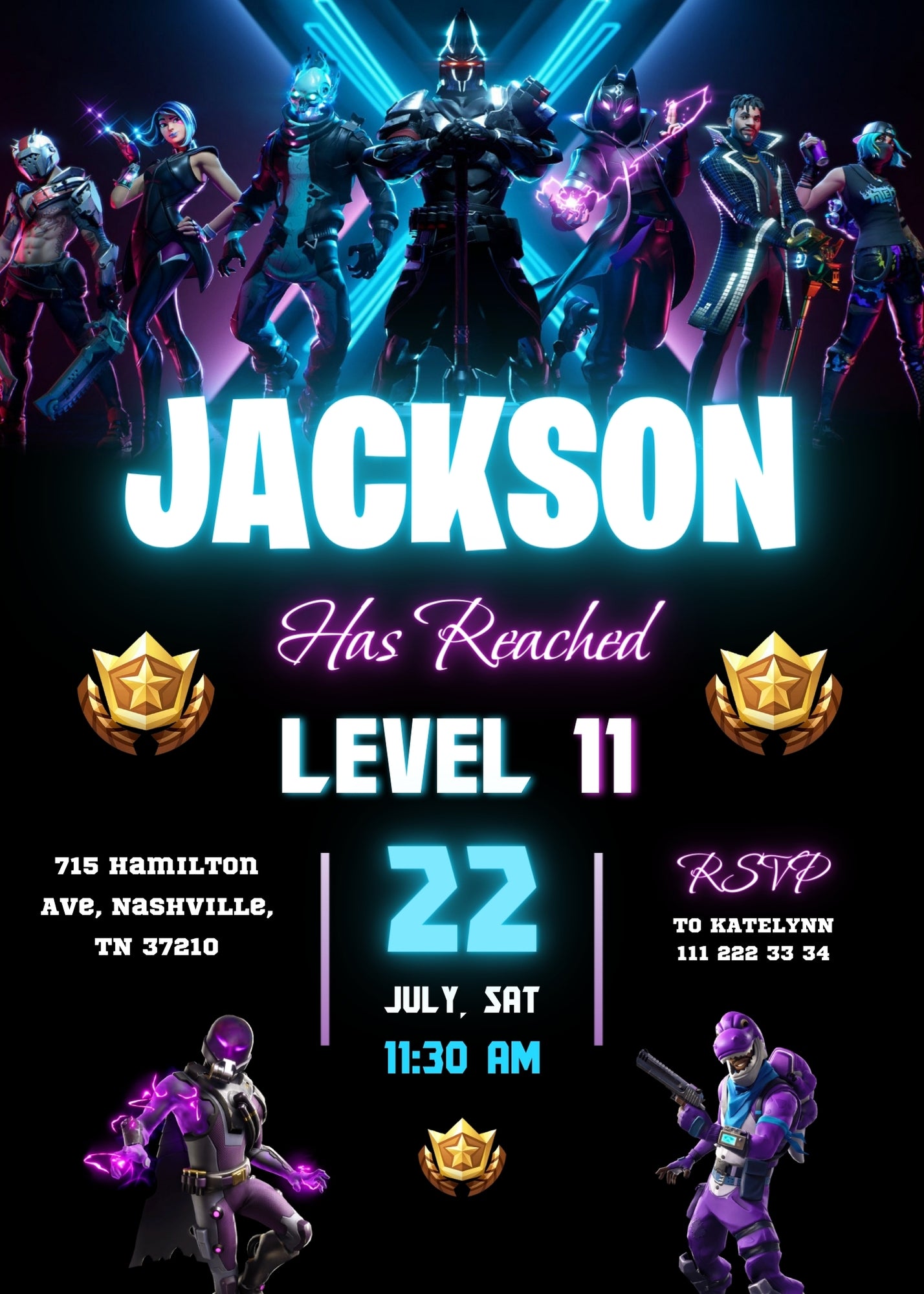 Fortnite Gamer customizable invitation template | Share or Print | boy | AJ184