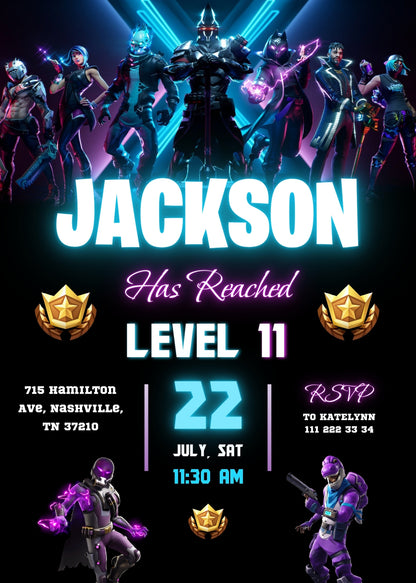 Fortnite Gamer customizable invitation template | Share or Print | boy | AJ184