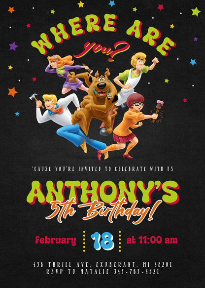 Scooby-Doo customizable invitation template | Share or Print | JE581