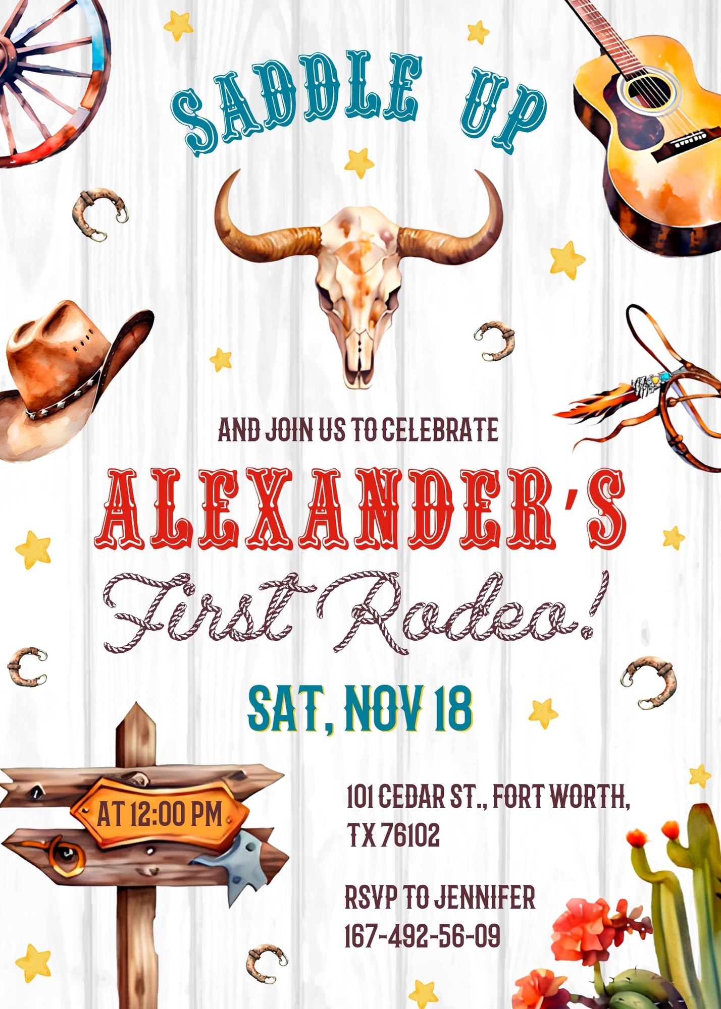 Cowboy Rodeo customizable invitation template | Share or Print | boy | VF046