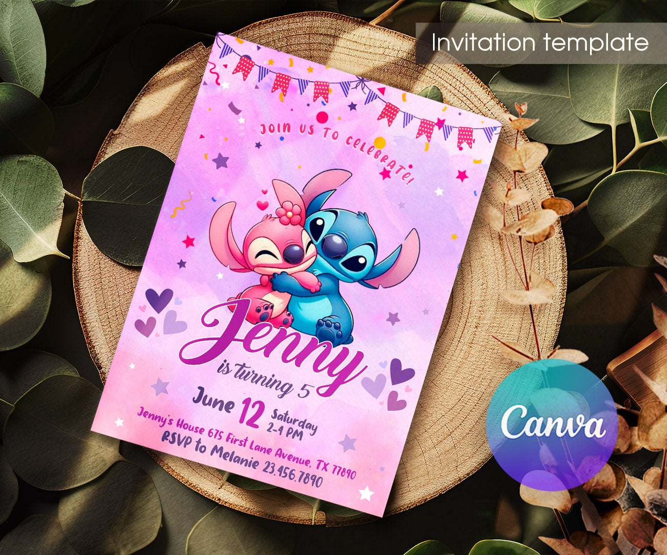 Lilo & Stitch Angel customizable invitation template | Share or Print | girl | PM041