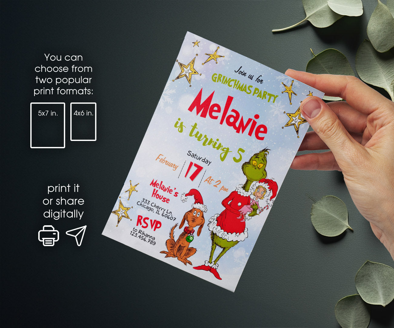 The Grinch  Merry Grinchmas customizable invitation template | Share or Print | HM652