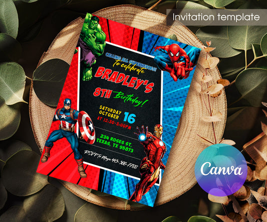 Avengers Marvel Superhero customizable invitation template | Share or Print | boy | CO999