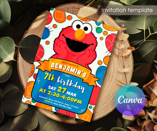 Sesame Street Elmo customizable invitation template | Share or Print | XT372