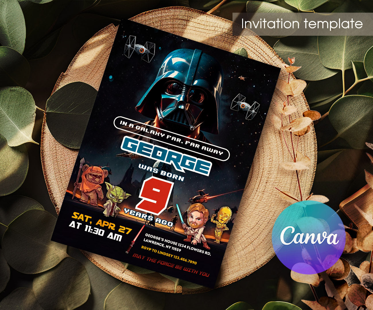 Star Wars Darth Vader customizable invitation template | Share or Print | boy | HH759