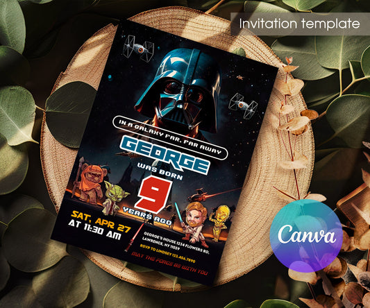 Star Wars Darth Vader customizable invitation template | Share or Print | boy | HH759