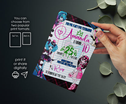 Monster High customizable invitation template | Share or Print | girl | TR431