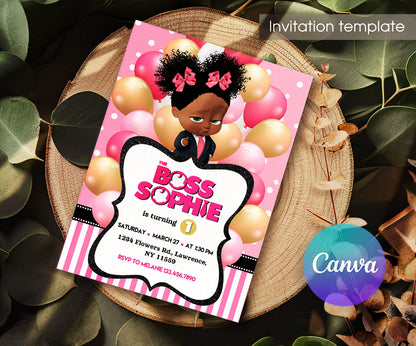 Baby Boss customizable invitation template | Share or Print | girl | EN752