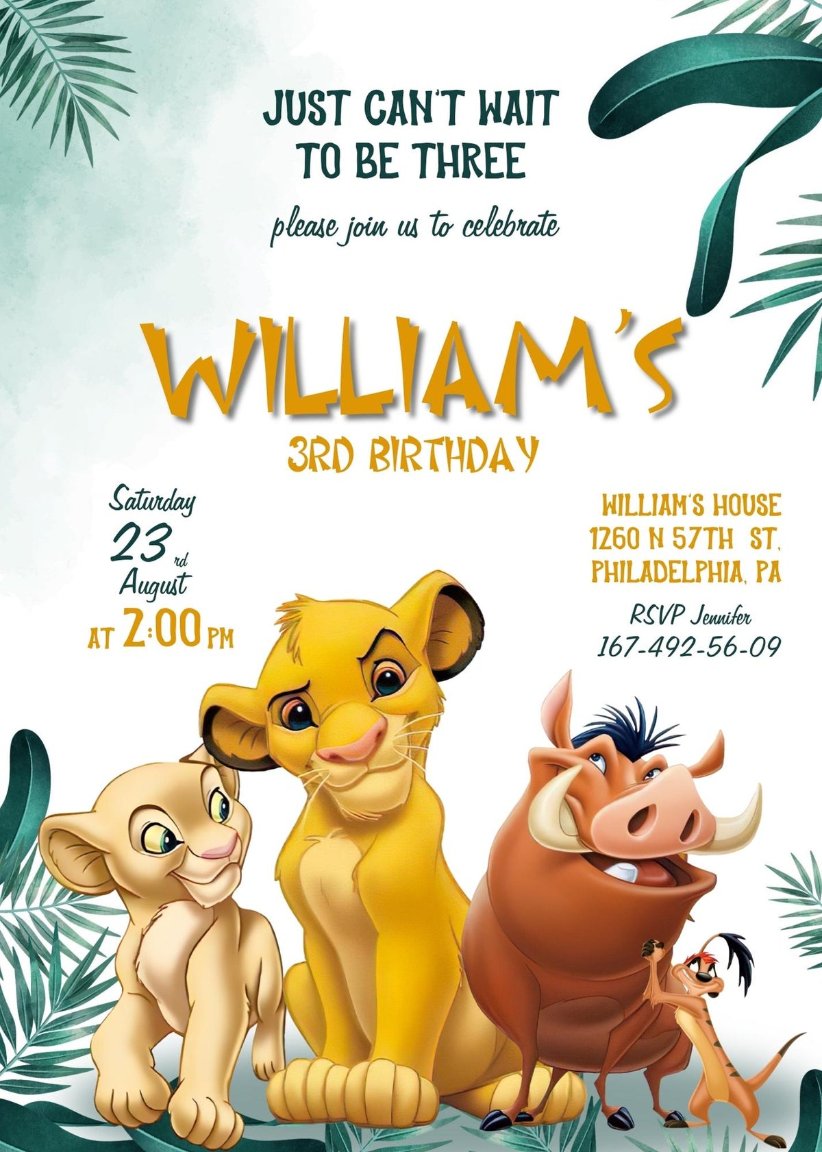 Lion King Simba customizable invitation template | Share or Print | LJ571