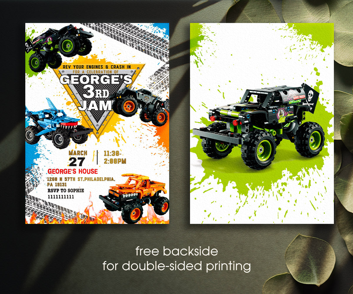 Monster Jam  Monster Truck customizable invitation template | Share or Print | boy | DA756