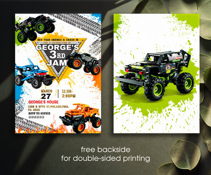 Monster Jam  Monster Truck customizable invitation template | Share or Print | boy | DA756