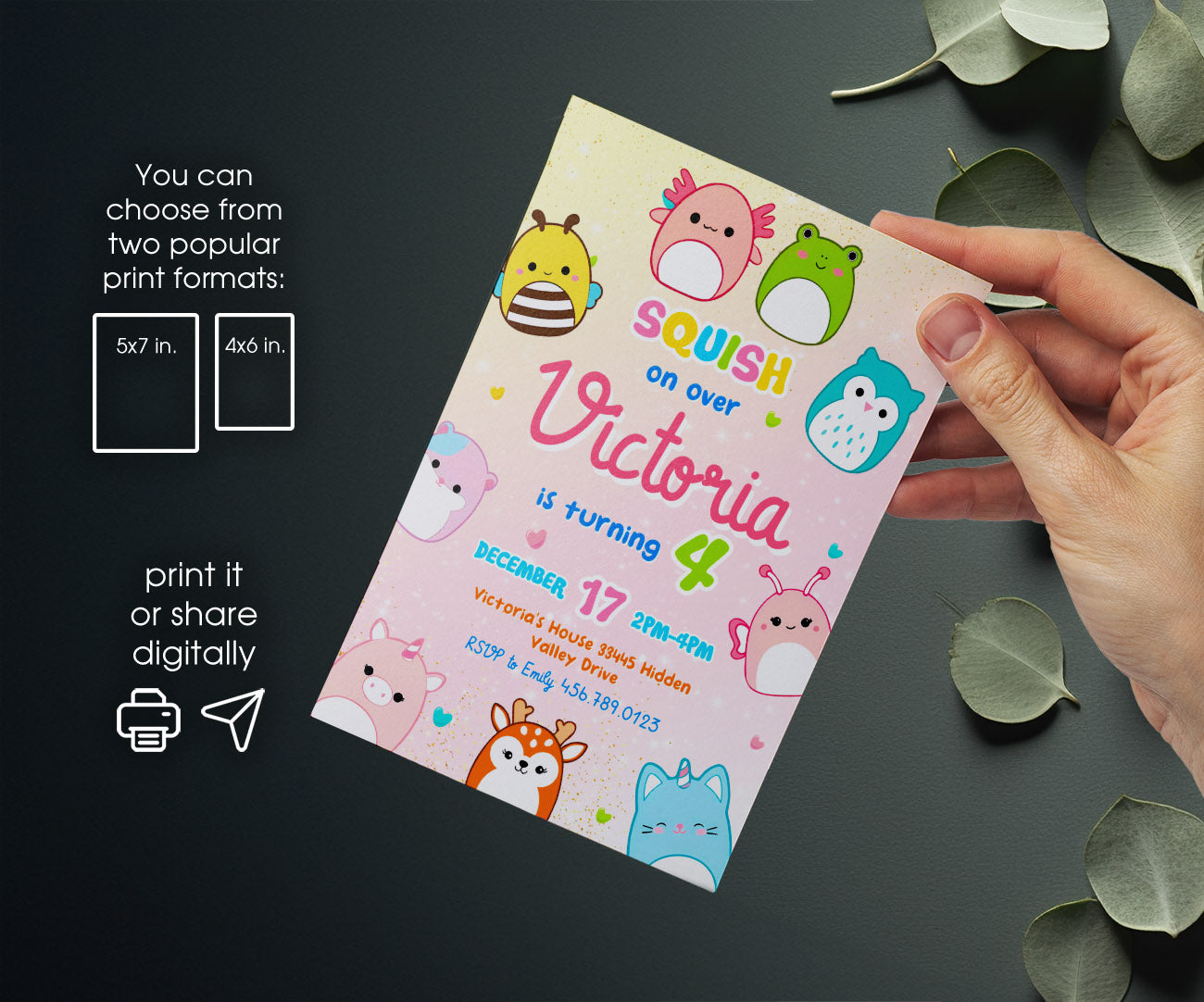 Squishmallows customizable invitation template | Share or Print | XF779