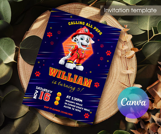 PAW Patrol customizable invitation template | Share or Print | IH341