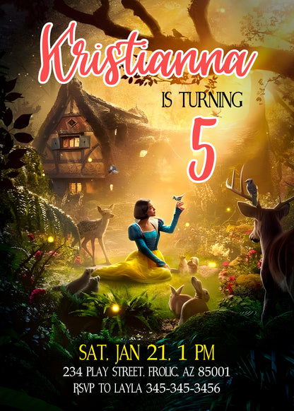 Snow White Musical Disney Princess customizable invitation template | Share or Print | BY583