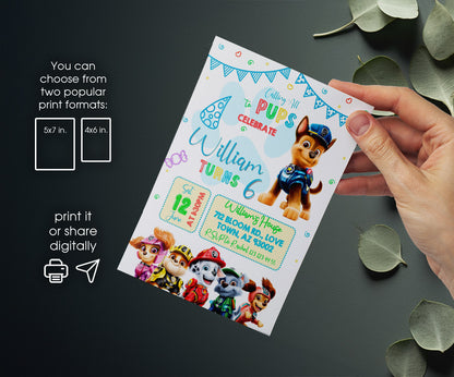 PAW Patrol customizable invitation template | Share or Print | NE878