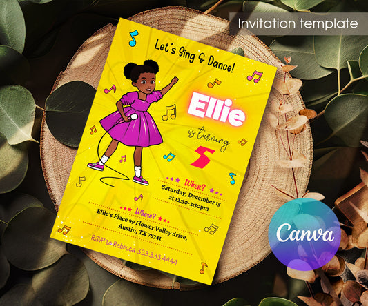 Gracie's Corner Music customizable invitation template | Share or Print | girl | RU030