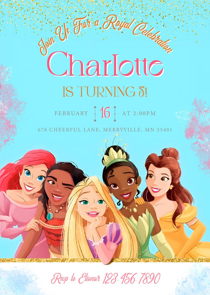 Disney Princess customizable invitation template | Share or Print | girl | UA976