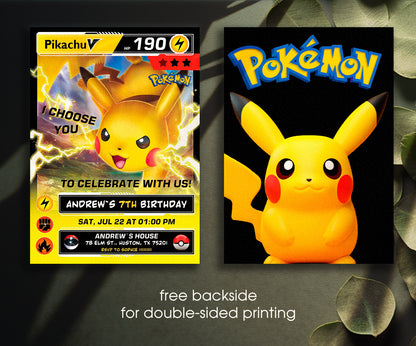Pokemon Pikachu customizable invitation template | Share or Print | MP711