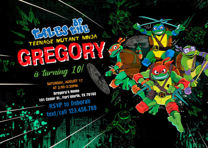 Teenage Mutant Ninja Turtles customizable invitation template | Share or Print | boy | KU234