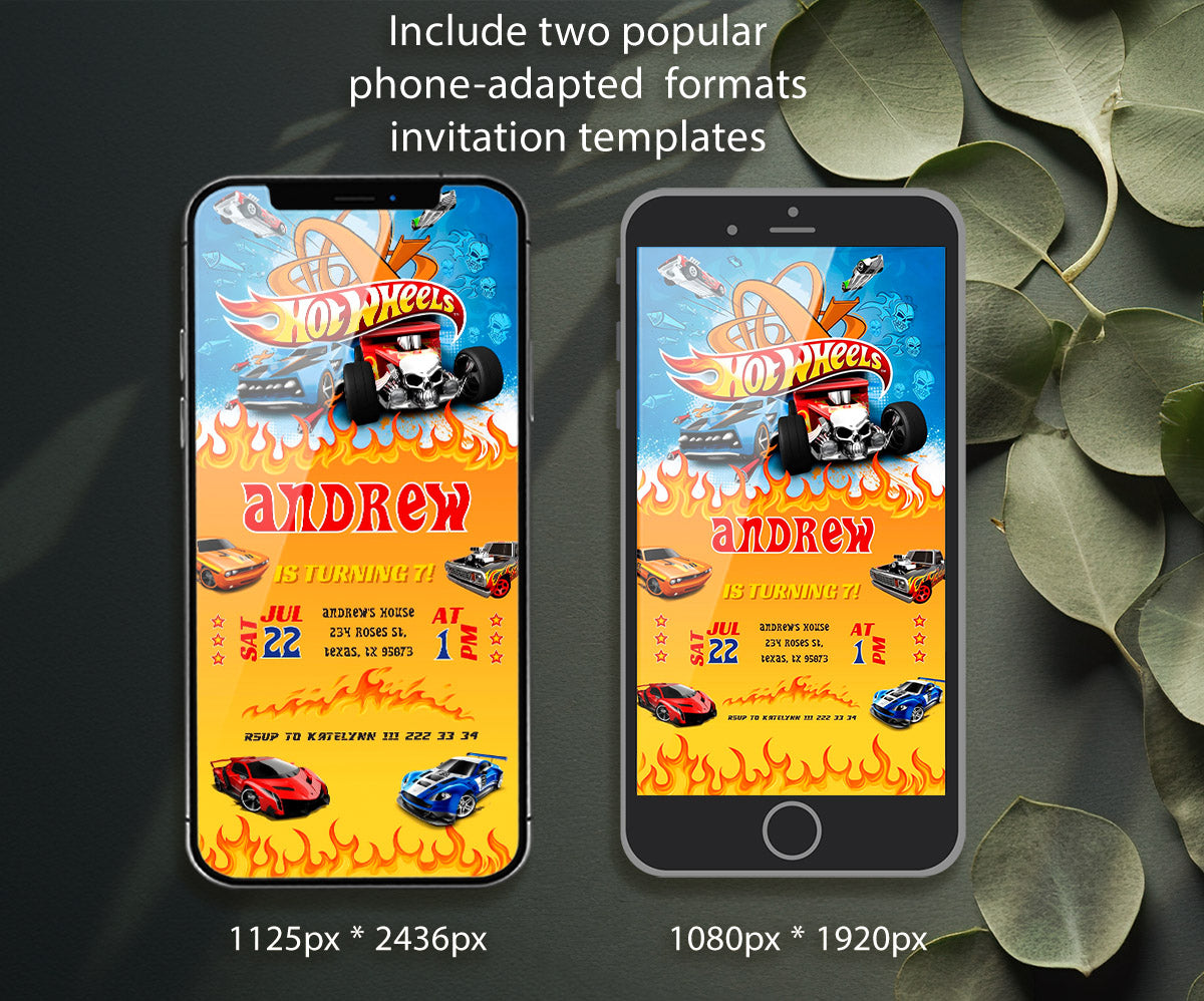 Hot Wheels Racing customizable invitation template | Share or Print | boy | VT382