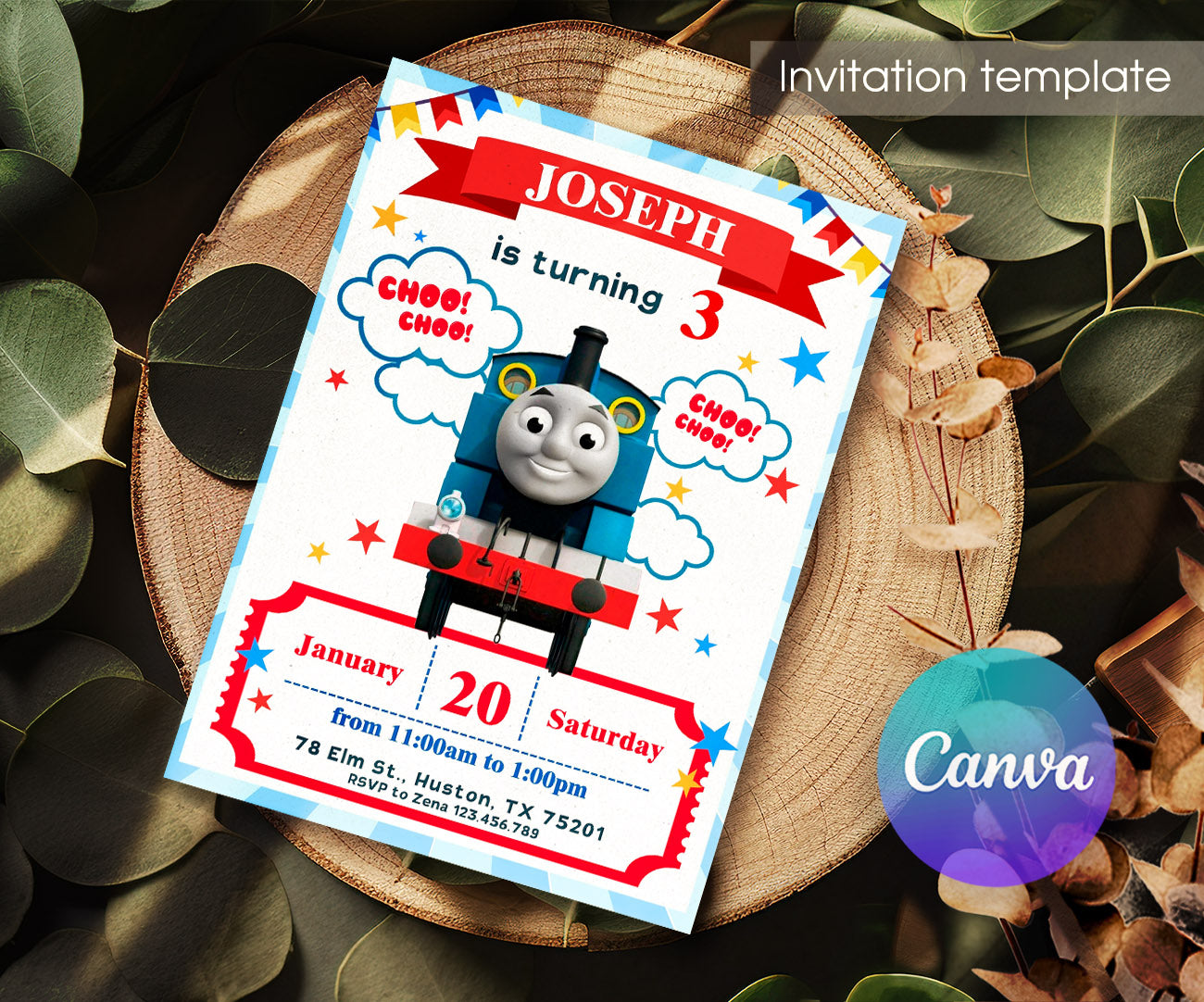 Thomas Train & Friends customizable invitation template | Share or Print | HG406