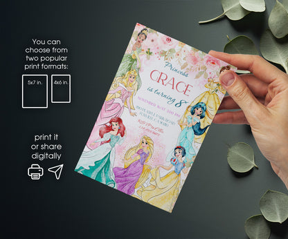 Disney Princess customizable invitation template | Share or Print | girl | PM624