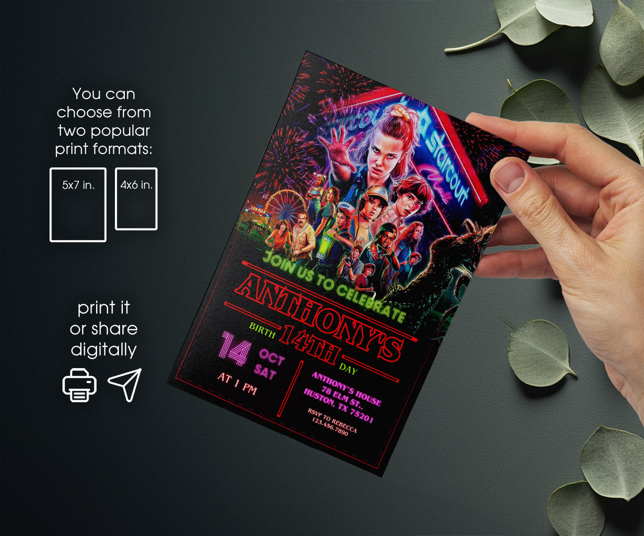 Stranger Things customizable invitation template | Share or Print | DV795