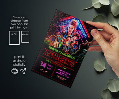 Stranger Things customizable invitation template | Share or Print | DV795