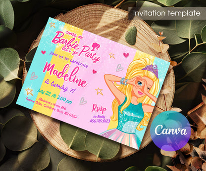 Barbie Pink customizable invitation template | Share or Print | girl | CF070