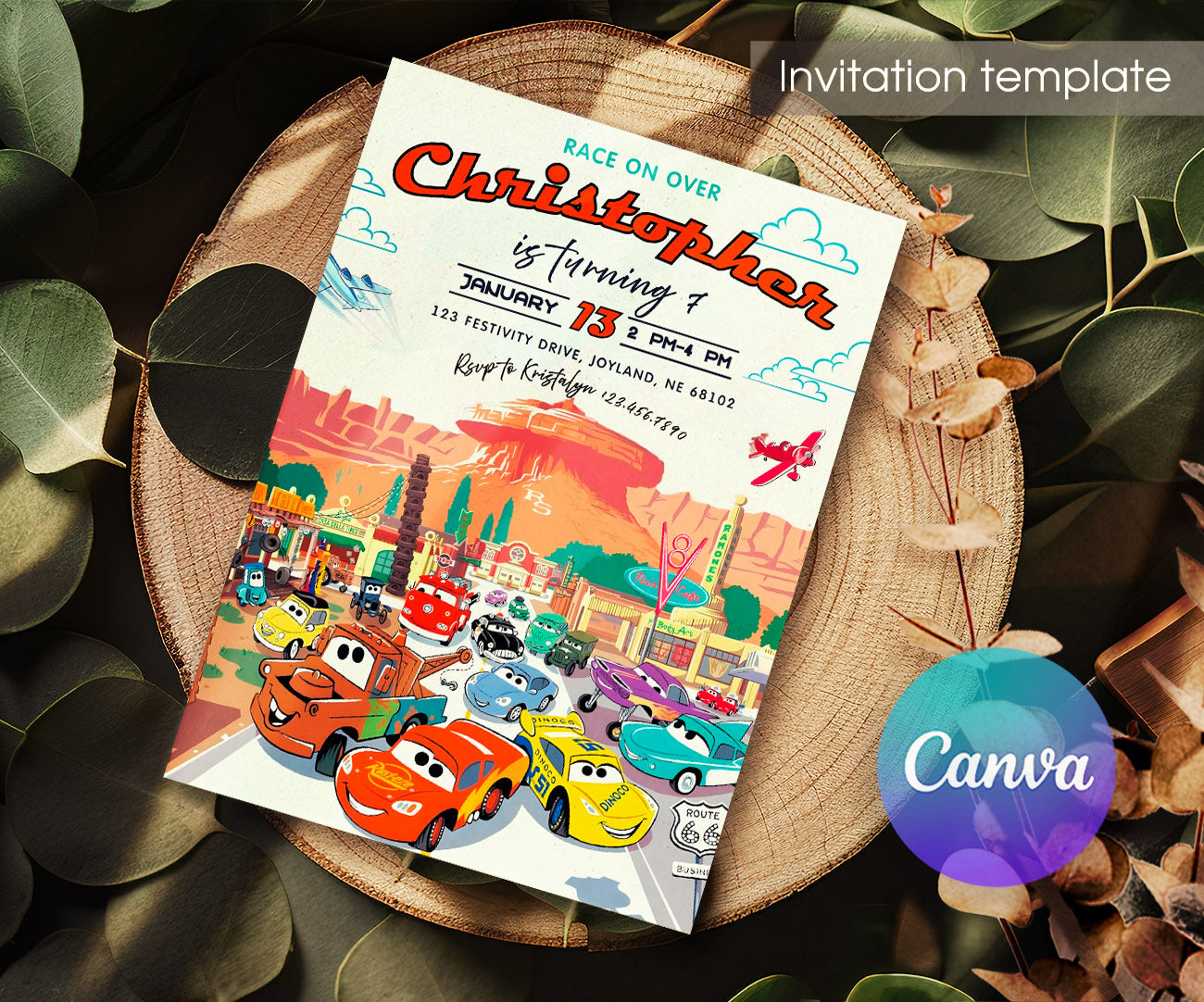 Cars Lightning McQueen customizable invitation template | Share or Print | boy | LC354