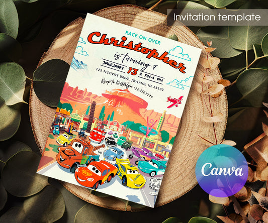 Cars Lightning McQueen customizable invitation template | Share or Print | boy | LC354
