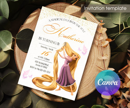 Rapunzel Princess Tangled customizable invitation template | Share or Print | girl | RO815
