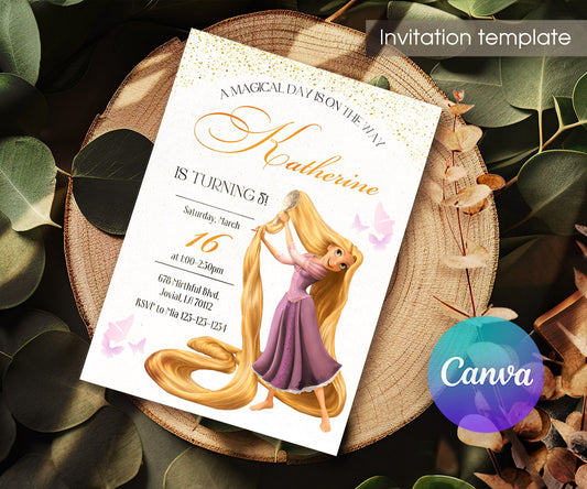 Rapunzel Princess Tangled customizable invitation template | Share or Print | girl | RO815