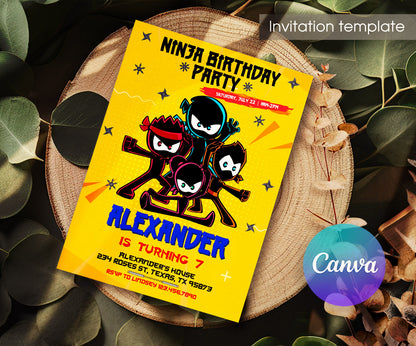 Ninja Kidz TV customizable invitation template | Share or Print | VG250